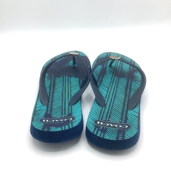 Coach Authentic Flip Flop Sandals Teal 9-10‎ - Picture 6 of 10